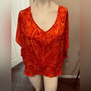 Womans XL open back orange snakeskin top